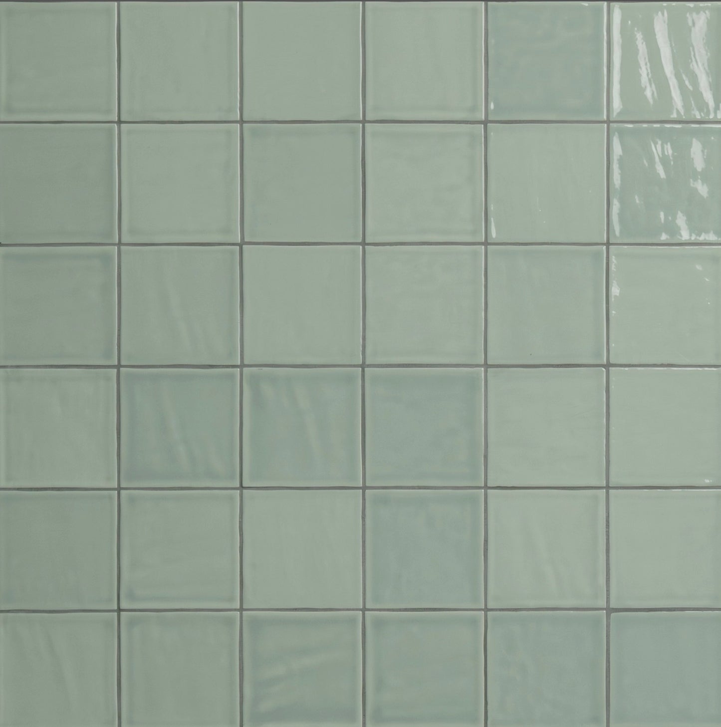 Terranello Series: 4" x 4" Olive Glossy Handcrafted-Look Ceramic Wall Tile