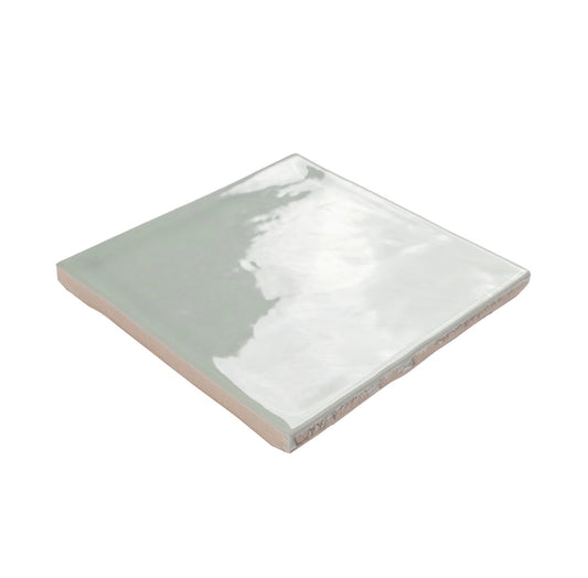 Terranello Series: 4" x 4" Olive Glossy Handcrafted-Look Ceramic Wall Tile