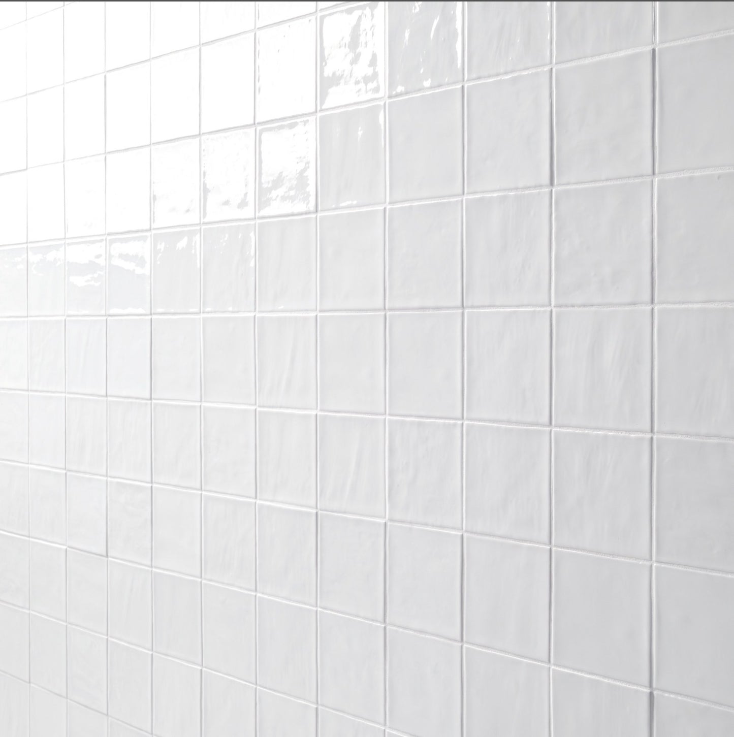 Terranello Series: 4" x 4" Pearl Glossy Handcrafted-Look Ceramic Wall Tile