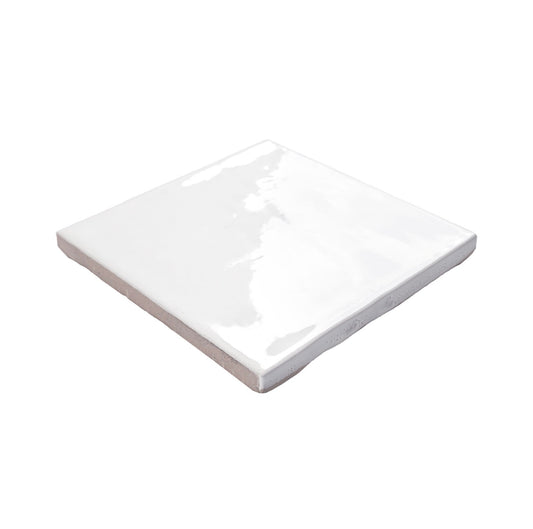 Terranello Series: 4" x 4" Pearl Glossy Handcrafted-Look Ceramic Wall Tile