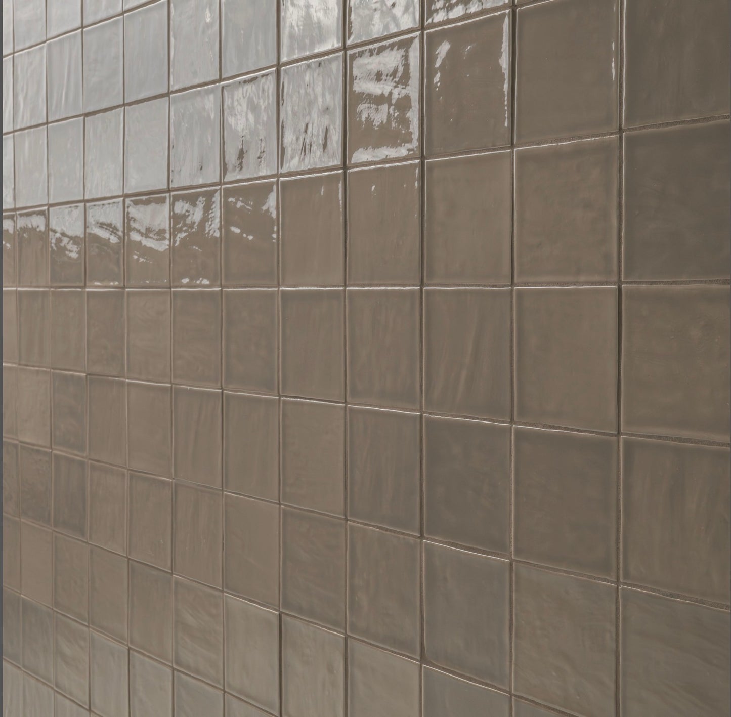 Terranello Series: 4" x 4" Umber Glossy Handcrafted-Look Ceramic Wall Tile