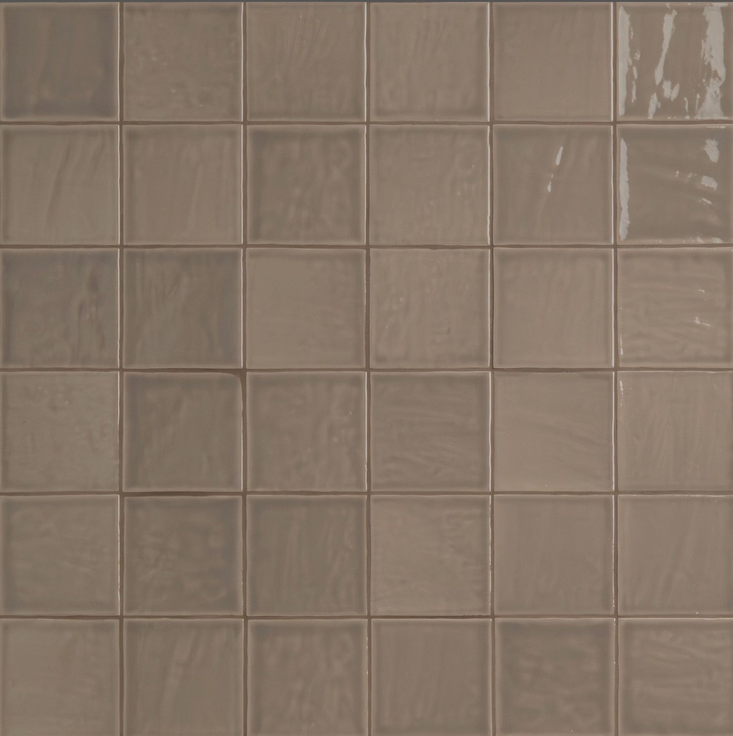 Terranello Series: 4" x 4" Umber Glossy Handcrafted-Look Ceramic Wall Tile