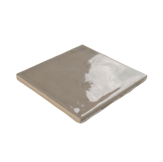 Terranello Series: 4" x 4" Umber Glossy Handcrafted-Look Ceramic Wall Tile