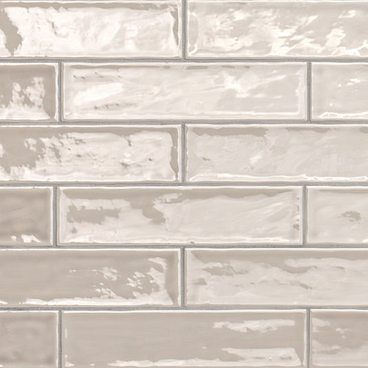 Terranello Series: 2" x 8" Dune Glossy Handcrafted-Look Ceramic Wall Tile