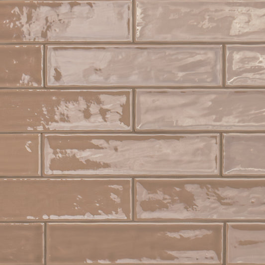Terranello Series: 2" x 8" Cotto Glossy Handcrafted-Look Ceramic Wall Tile