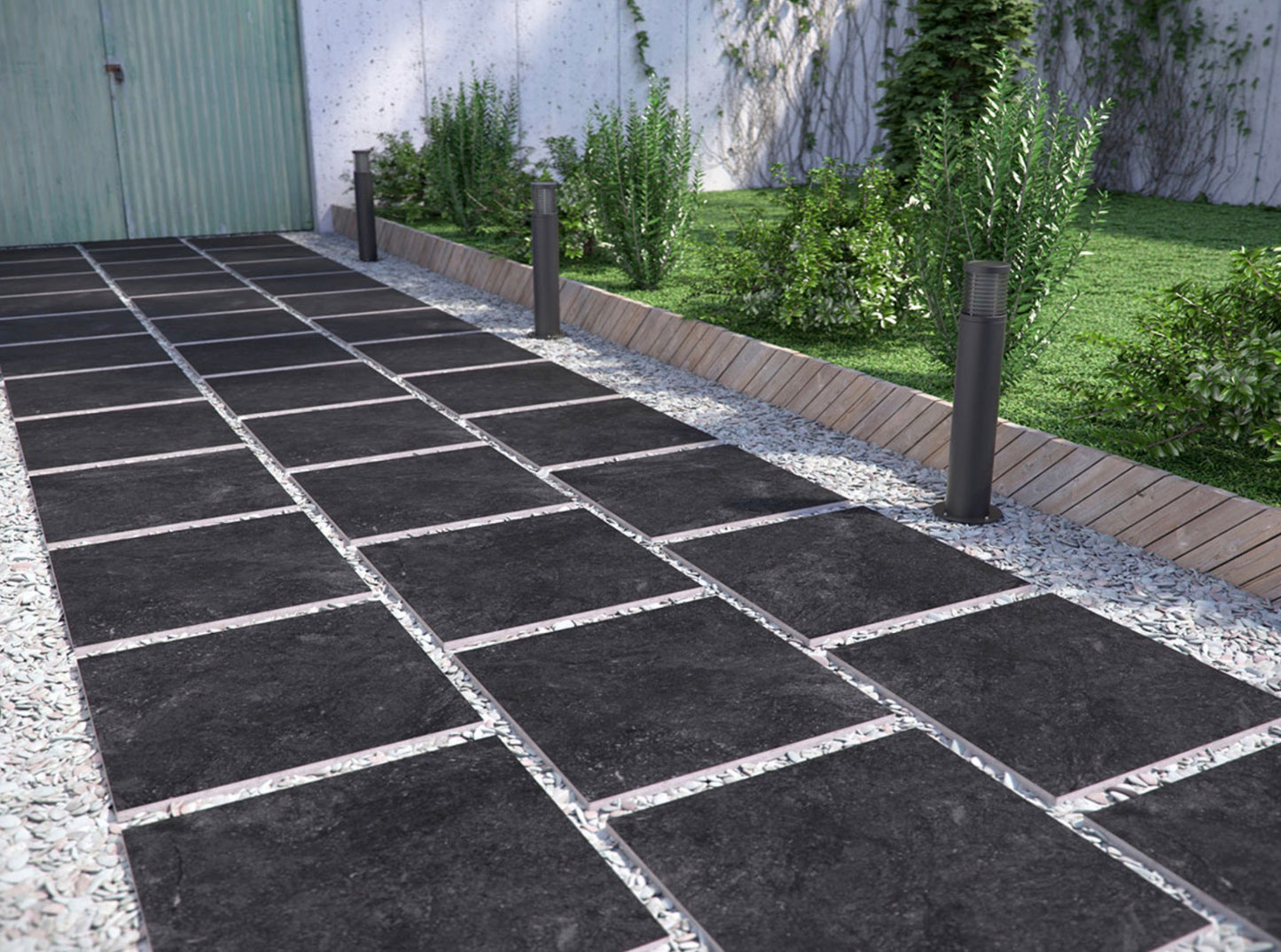 Vulkon Nero Arterra Series: 24" x 24" Matte Porcelain Outdoor & Indoor Paver