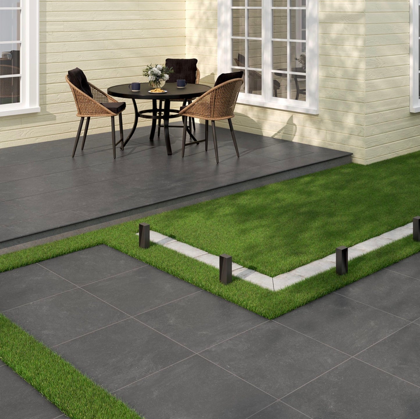 Vulkon Nero Arterra Series: 24" x 24" Matte Porcelain Outdoor & Indoor Paver