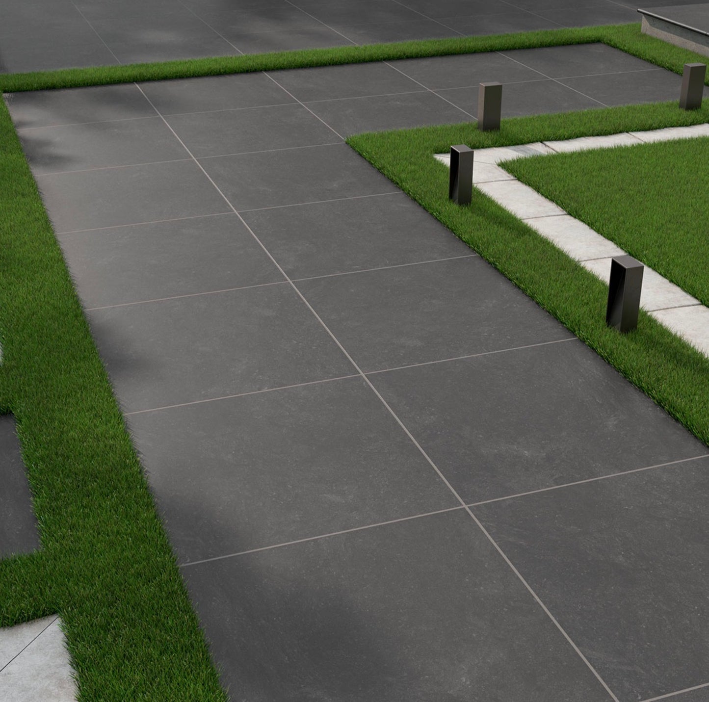 Vulkon Nero Arterra Series: 24" x 24" Matte Porcelain Outdoor & Indoor Paver