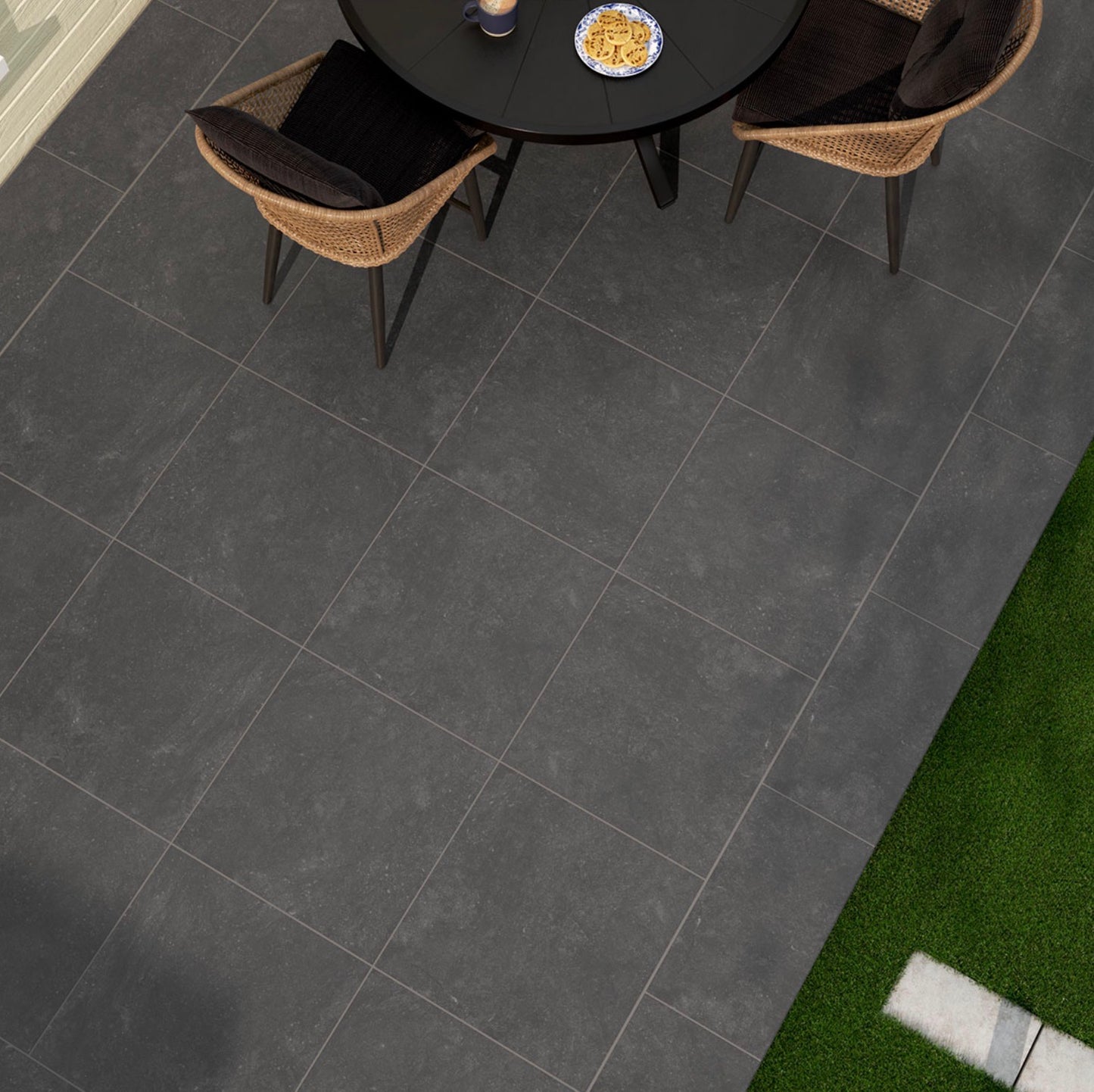 Vulkon Nero Arterra Series: 24" x 24" Matte Porcelain Outdoor & Indoor Paver
