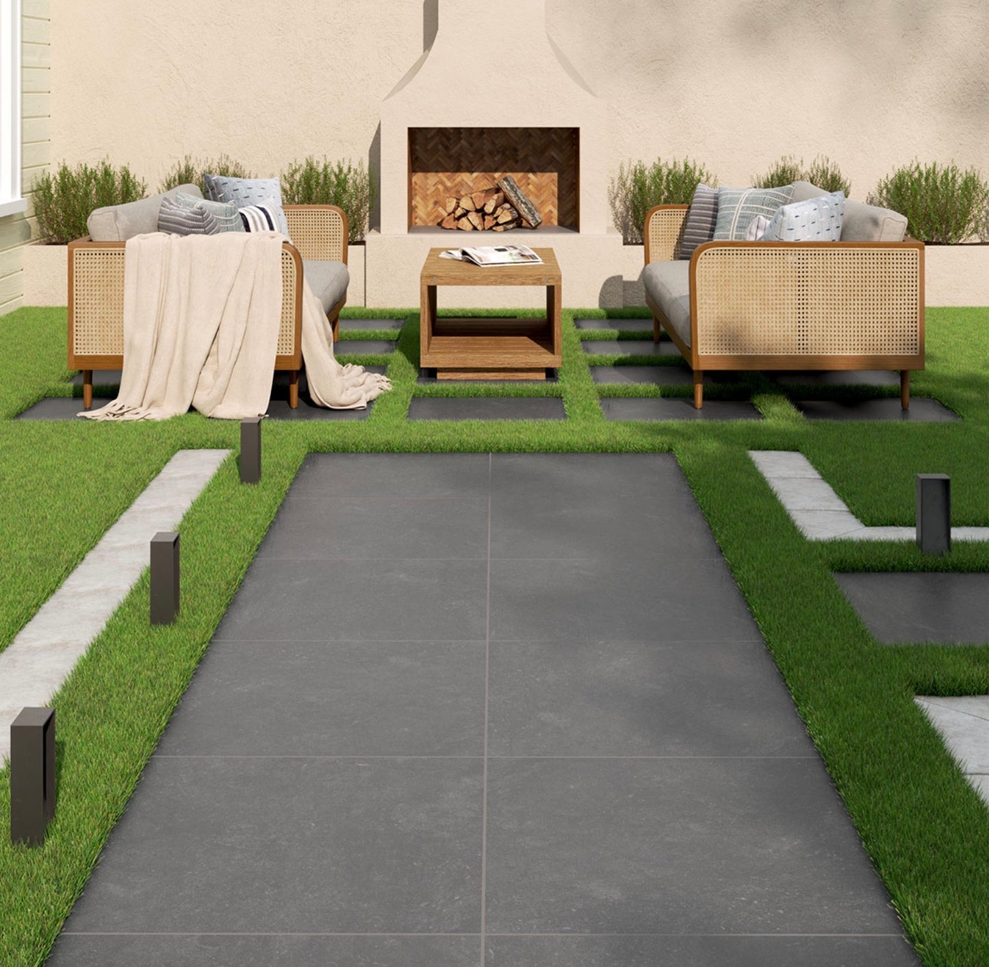 Vulkon Nero Arterra Series: 24" x 24" Matte Porcelain Outdoor & Indoor Paver