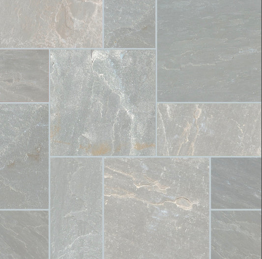 MSI Natural Stone Pavers: Nova Gray 4-Kit Modular Pattern x 1.25" Natural Sandstone Paver