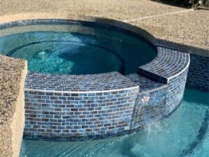 Fujiwa Licata Series: 1-1/8" x 2-1/4" Blue Blend (LICATA-71) Glossy Porcelain Mosaic Pool Tile