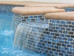 Fujiwa Licata Series: 1-1/8" x 2-1/4" Blue Blend (LICATA-71) Glossy Porcelain Mosaic Pool Tile