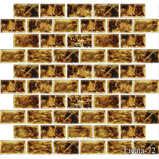 Fujiwa Licata Series: 1-1/8" x 2-1/4" Onyx Gold / Golden Onyx  Glossy Porcelain Mosaic Pool Tile