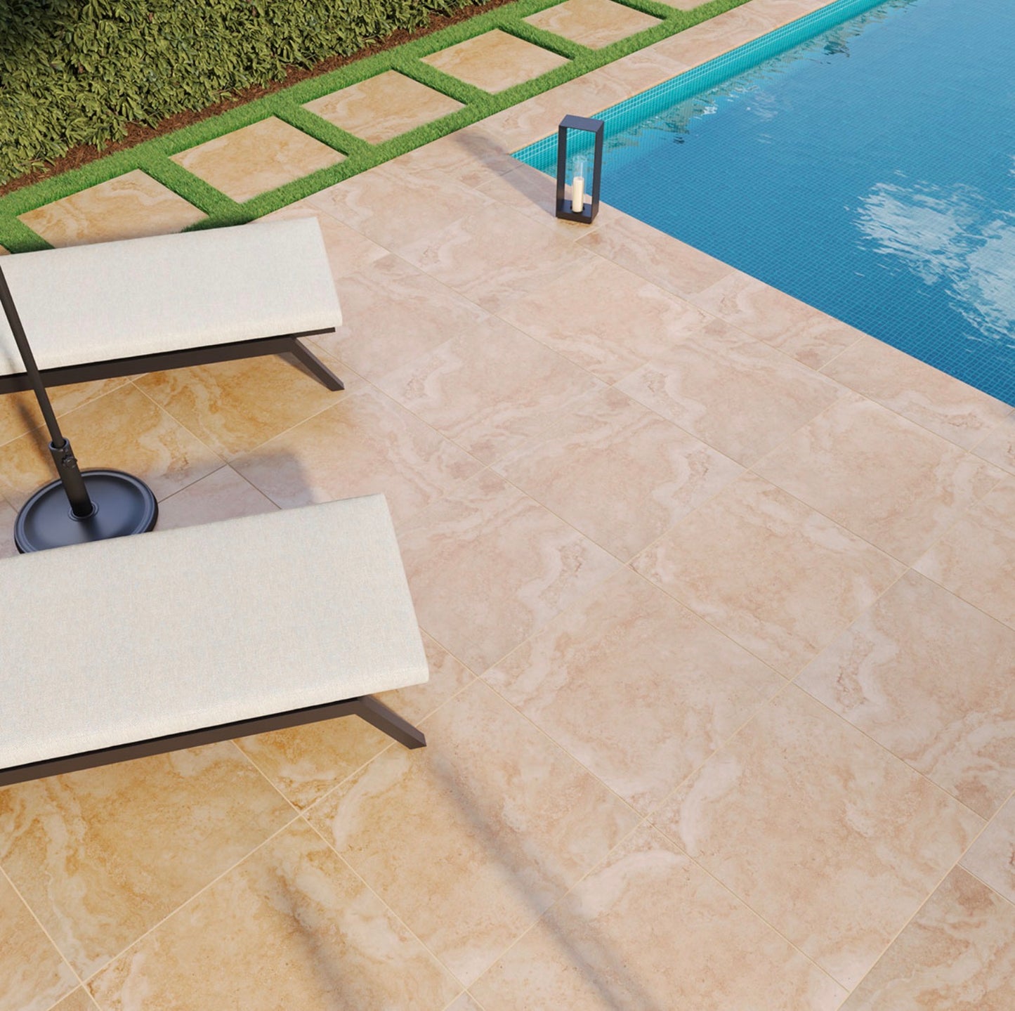 Tierra Beige™ Arterra Series: 24" x 24" x 2cm Matte Porcelain Outdoor & Indoor Paver