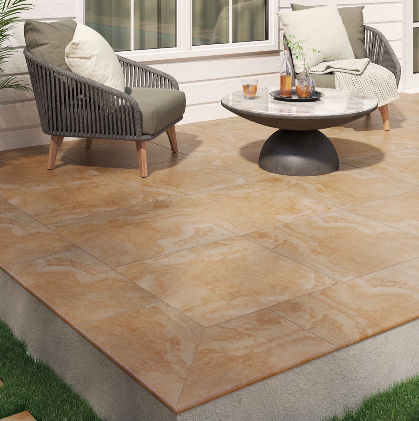 Tierra Beige™ Arterra Series: 24" x 24" x 2cm Matte Porcelain Outdoor & Indoor Paver