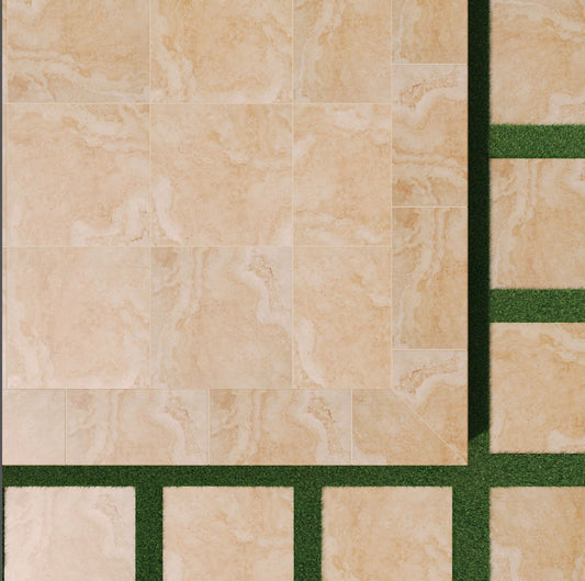 Tierra Beige™ Arterra Series: 24" x 24" x 2cm Matte Porcelain Outdoor & Indoor Paver