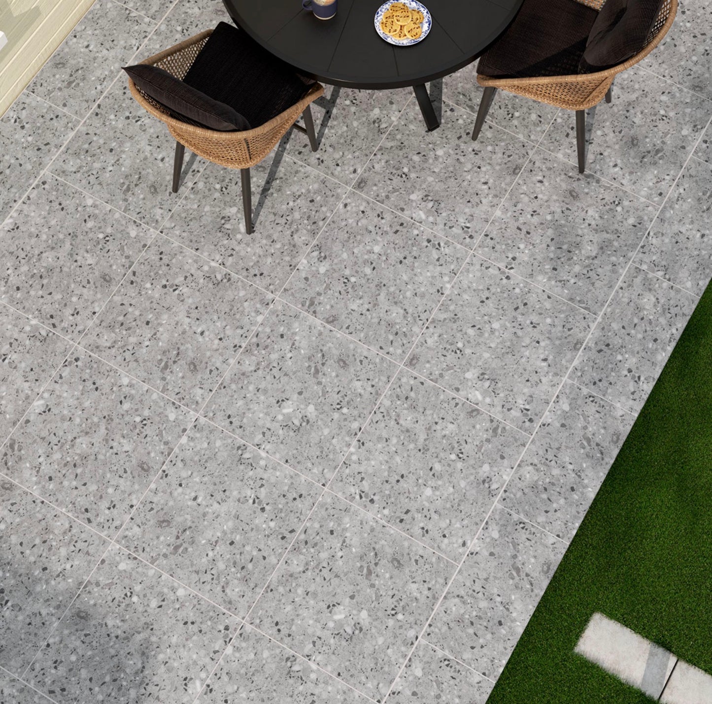 Terrazo Gris® Arterra® Series: 24" x 24" x 2cm Matte Porcelain Outdoor & Indoor Paver