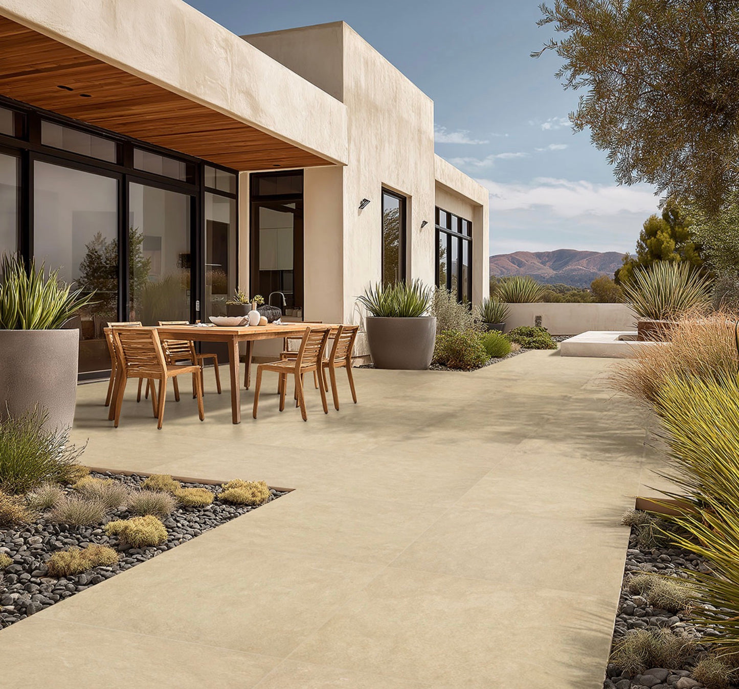 Tierra Beige™ Arterra® Series: 24" x 24" x 2cm Matte Porcelain Outdoor & Indoor Paver