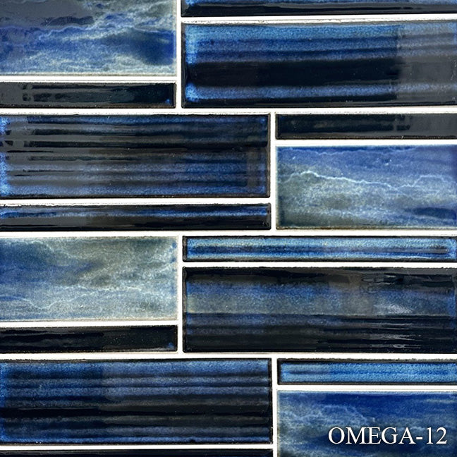 Fujiwa Omega Series: Dark Moon Glossy Porcelain Pool Tile