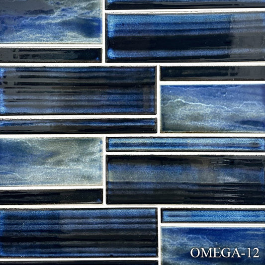 Fujiwa Omega Series: Dark Moon Glossy Porcelain Pool Tile