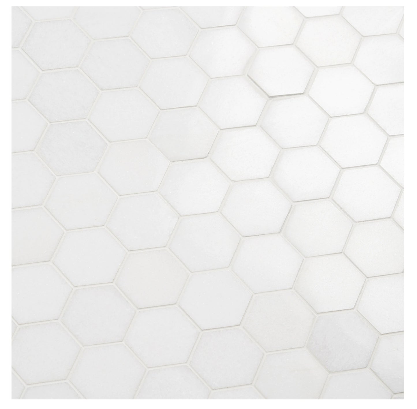 3” Thassos White Marble Hexagon Mosaic Tile