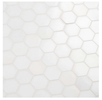 3” Thassos White Marble Hexagon Mosaic Tile — product image 3