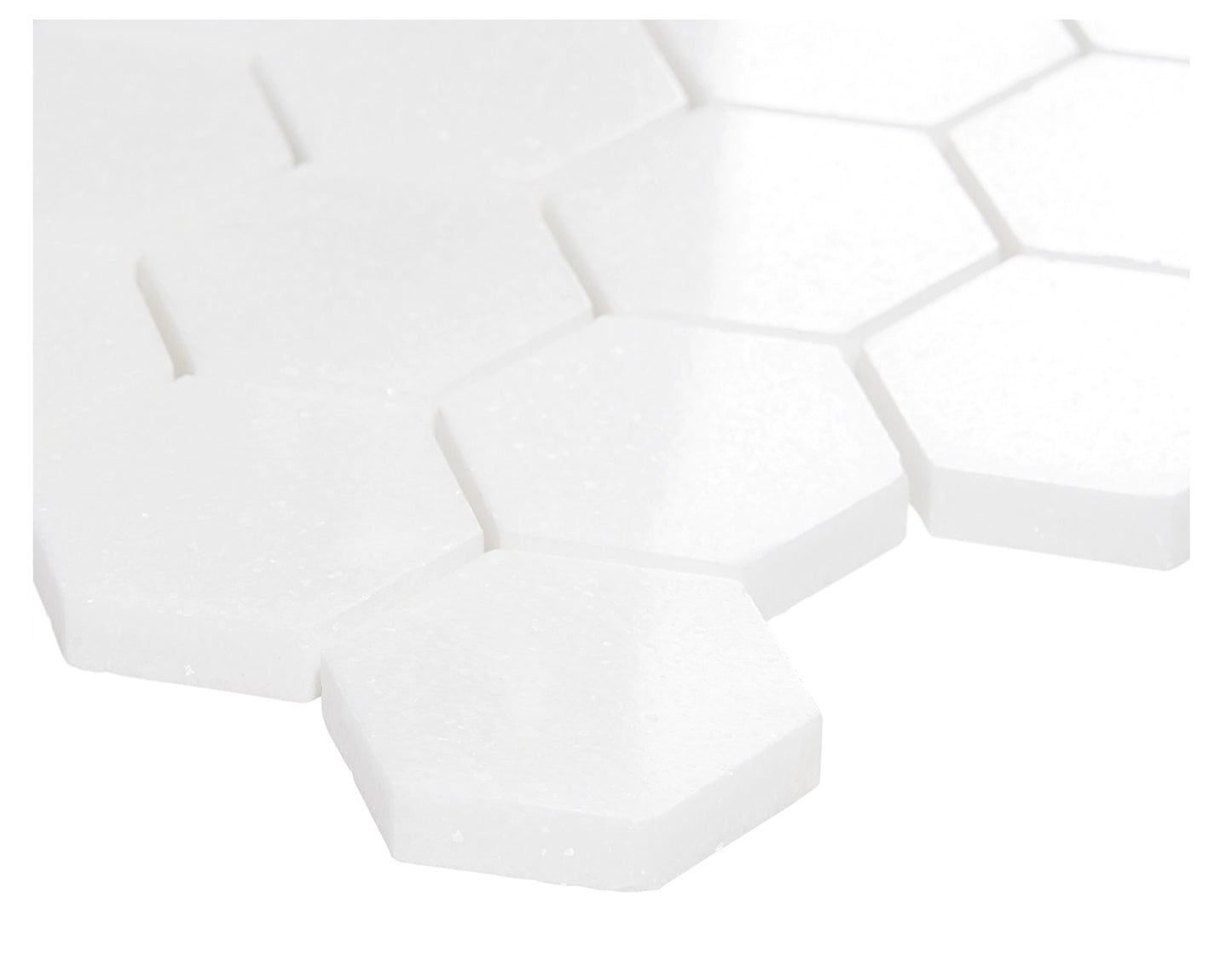 3” Thassos White Marble Hexagon Mosaic Tile