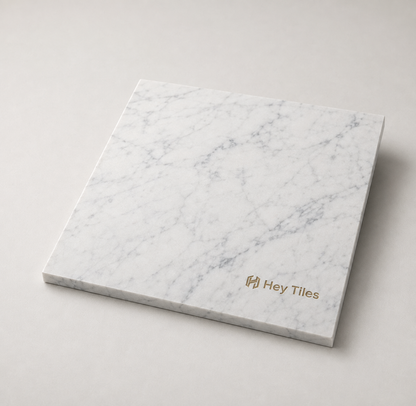 12" x 12" Polished Italian White Marble Floor & Wall Tile (3/8" Thick) — product image 3