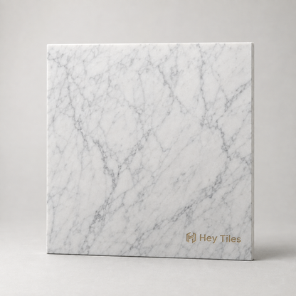 12" x 12" Polished Italian White Marble Floor & Wall Tile (3/8" Thick) — product image 2