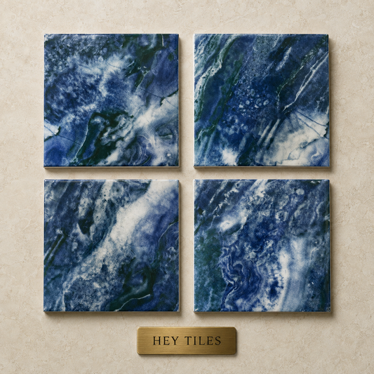 Fujiwa Rio Series: Persian Blue Glazed Porcelain Pool Tile
