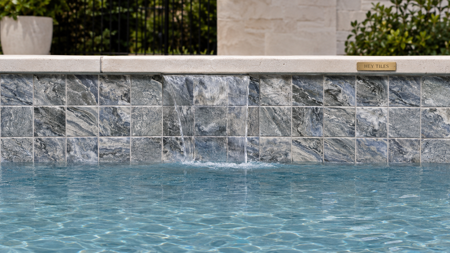 Fujiwa Rio Series: Oyster Gray Glazed Porcelain Pool Tile