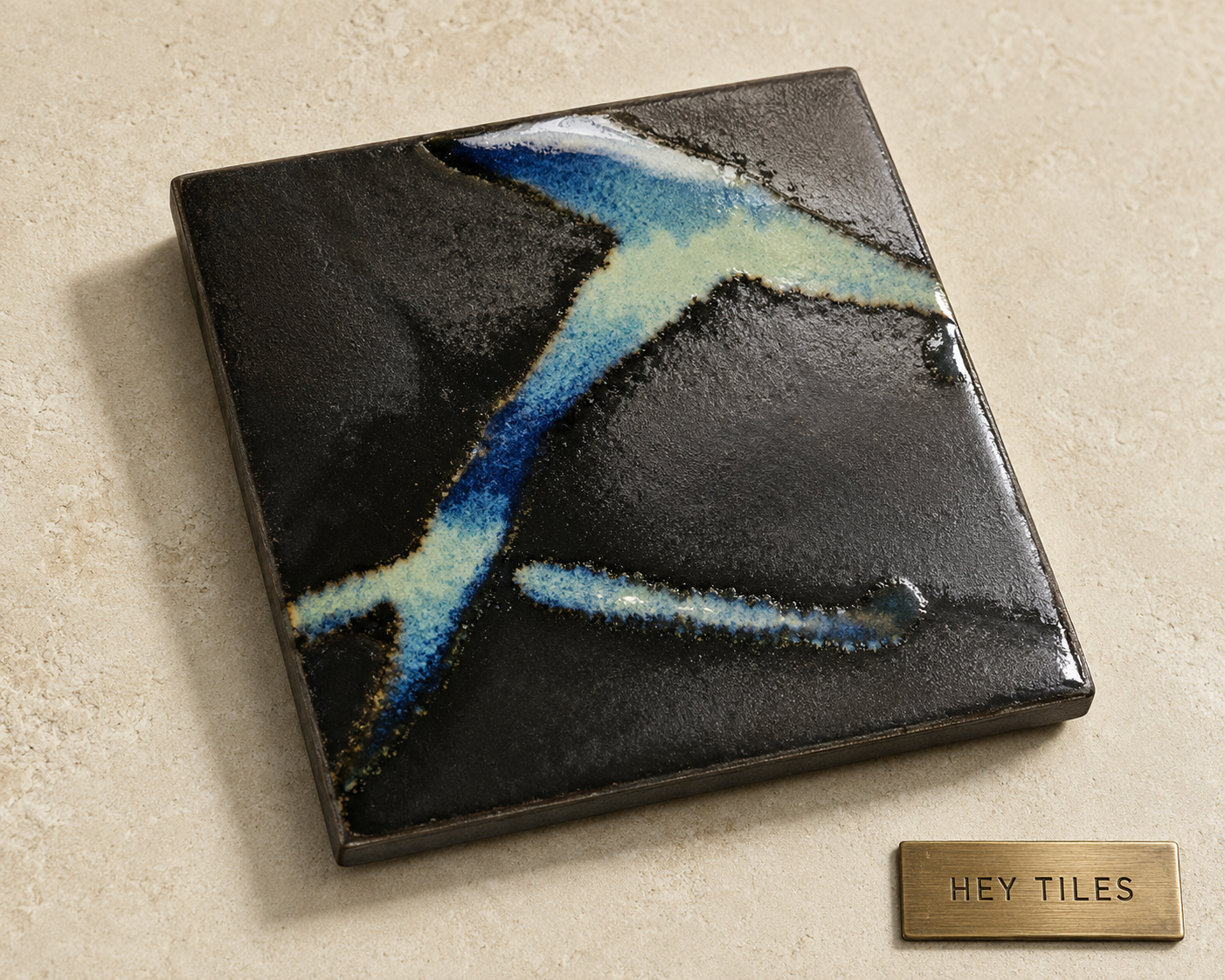 Sora Series: 6" x 6" Black Galaxy Semi-Gloss Porcelain Field Tile