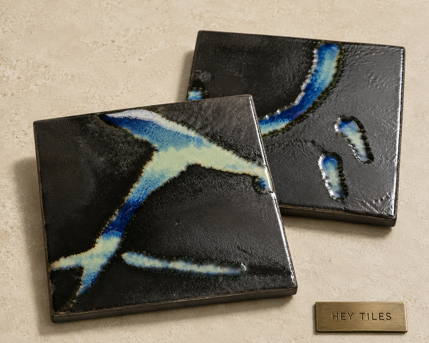 Sora Series: 6" x 6" Black Galaxy Semi-Gloss Porcelain Field Tile