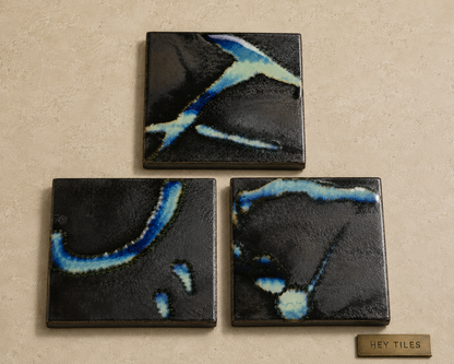 Sora Series: 6" x 6" Black Galaxy Semi-Gloss Porcelain Field Tile — product image 3