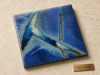 Sora Series: 6" x 6" Space Blue Semi-Gloss Porcelain Pool Field Tile — product image 2