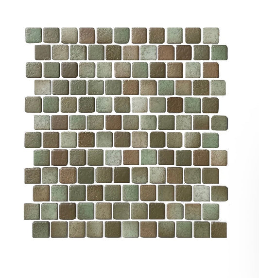 Fujiwa Pavo Series: 1" x 1" Moss Green Porcelain Mosaic Pool Tile