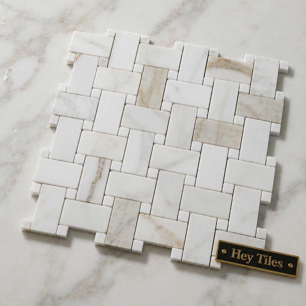 Tuscan Calacatta Gold Jumbo Basketweave Mosaic