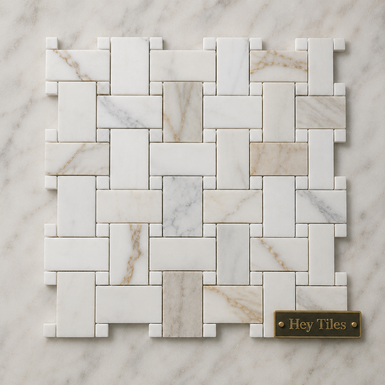 Tuscan Calacatta Gold Jumbo Basketweave Mosaic