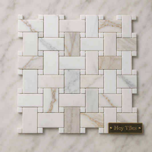 Tuscan Calacatta Gold Jumbo Basketweave Mosaic