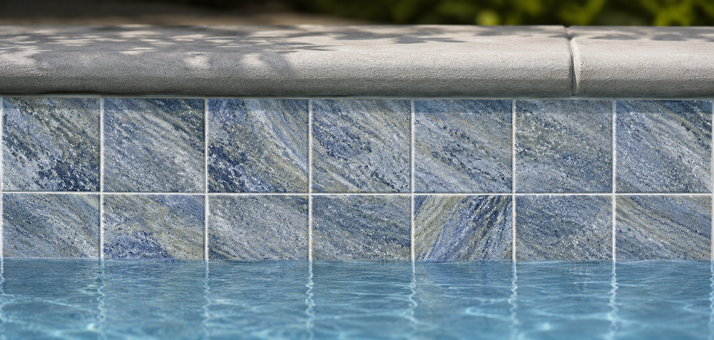 Fujiwa Blue Granite 6" x 6" Porcelain Pool Tile