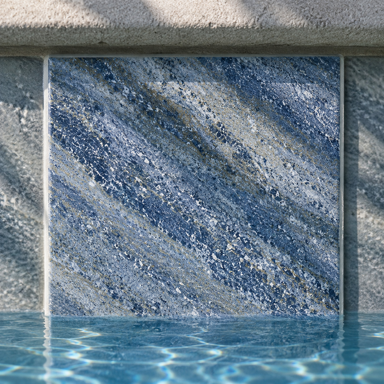 Fujiwa Blue Granite 6" x 6" Porcelain Pool Tile