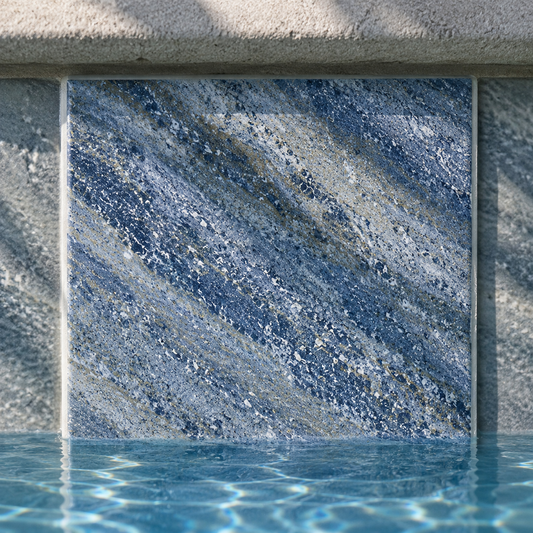 Fujiwa Blue Granite 6" x 6" Porcelain Pool Tile