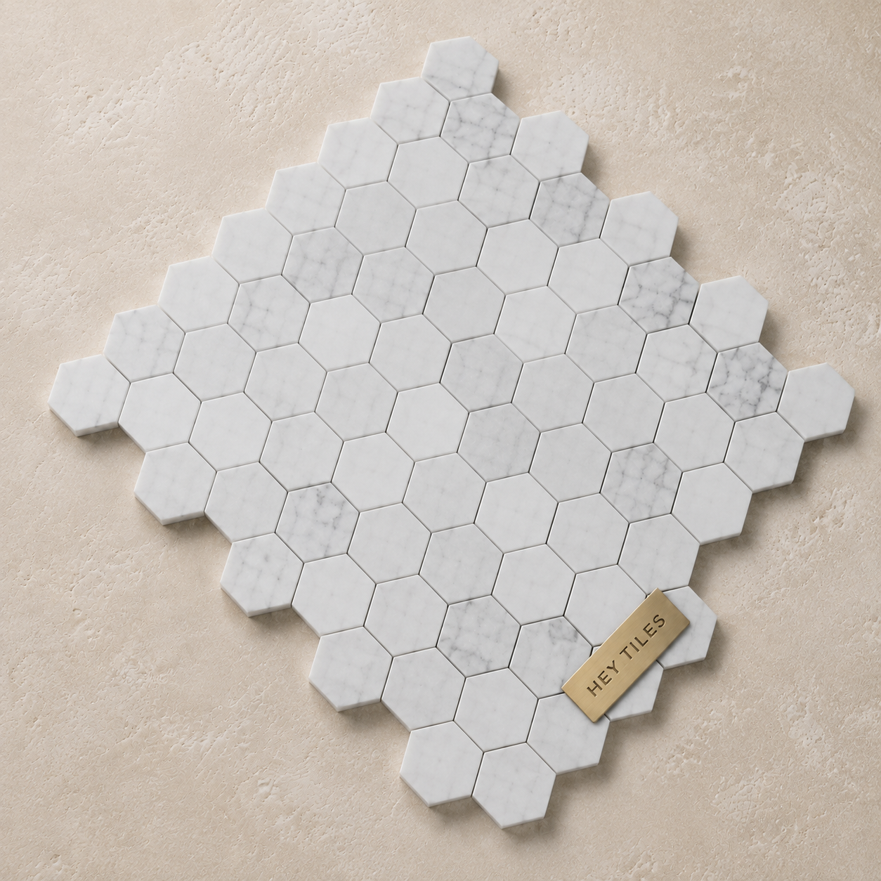 2” Tuscan Carrara White Hexagon Marble Mosaic Tile