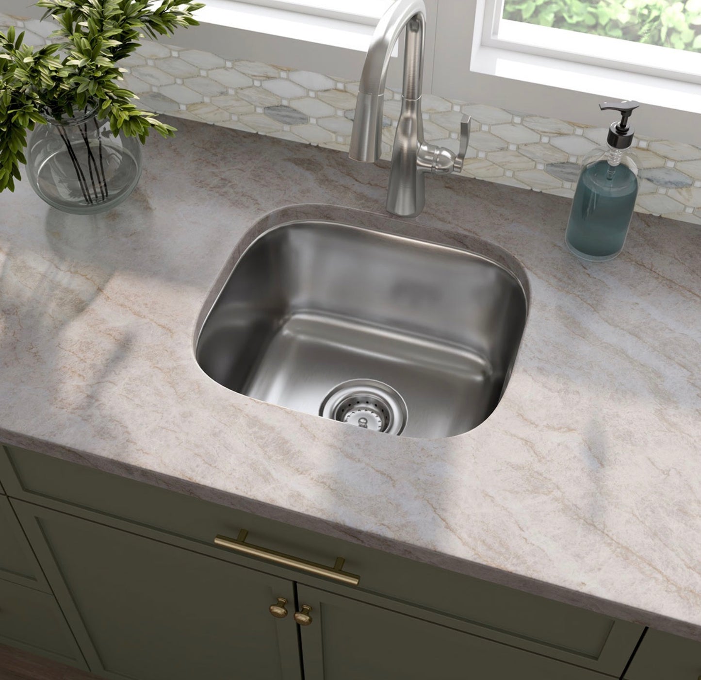 Single Bowl 18G Drawn 1618 Stainless Steel Undermount Sink