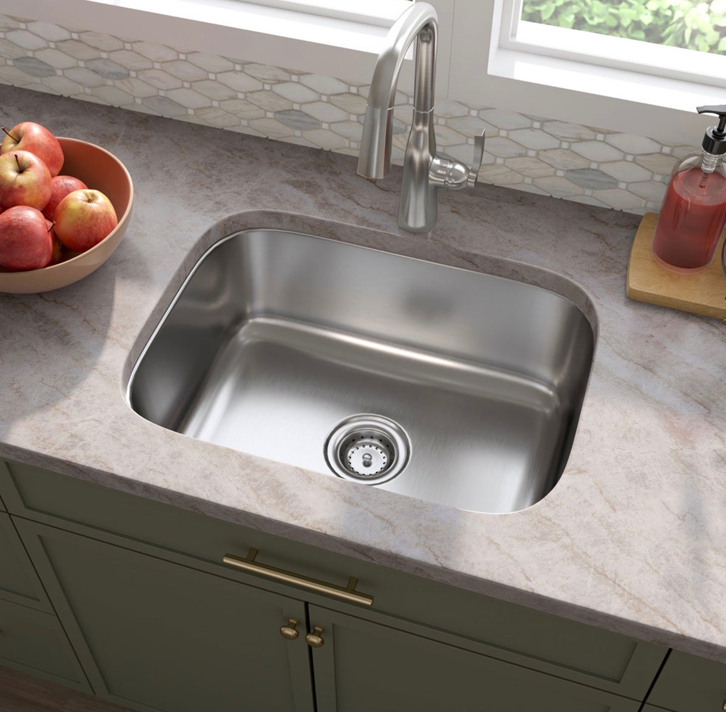 The MSI Single Bowl 18G Drawn 2318 Stainless Steel Undermount Sink
