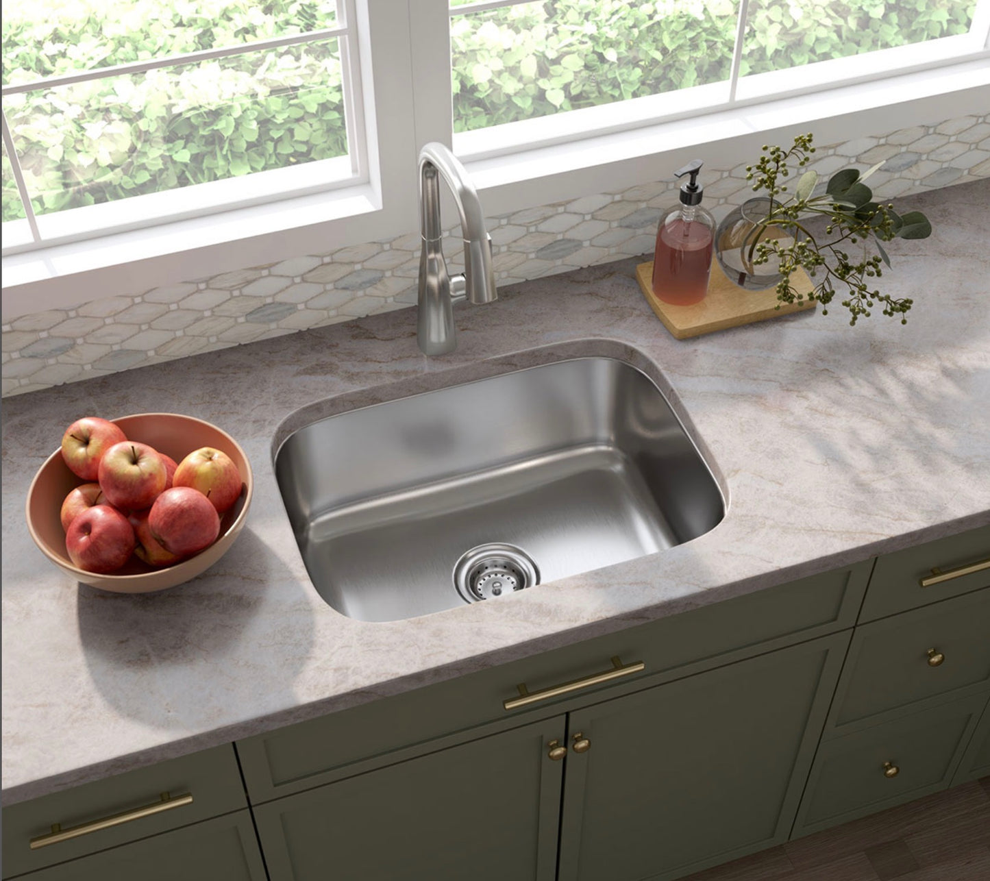 The MSI Single Bowl 18G Drawn 2318 Stainless Steel Undermount Sink