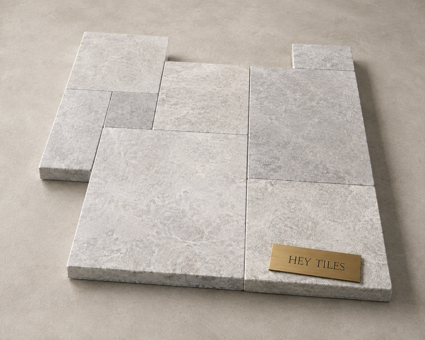 Tundra Gray 1.25" Sandblasted & Brushed Natural Marble Paver Versailles Pattern Kits - 10 Bundles