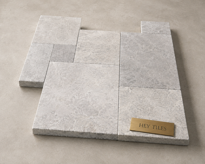 Tundra Gray 1.25" Sandblasted & Brushed Natural Marble Paver Versailles Pattern Kits - 10 Bundles — product image 2