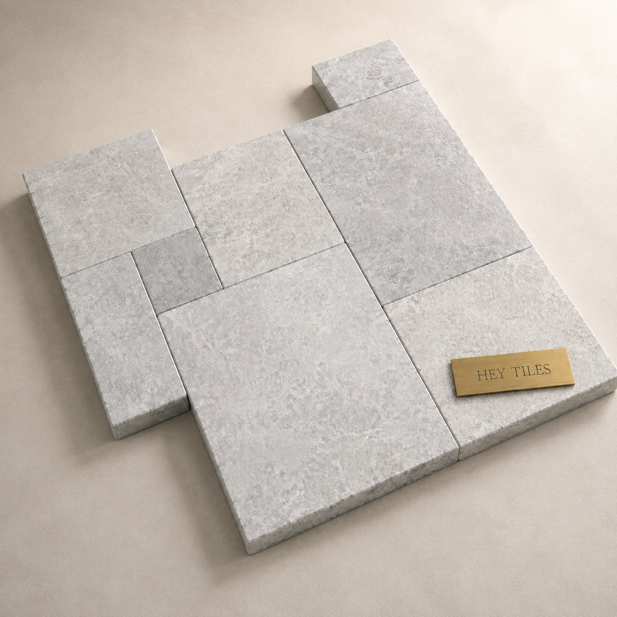 Tundra Gray 1.25" Sandblasted & Brushed Natural Marble Paver Versailles Pattern Kits - 10 Bundles